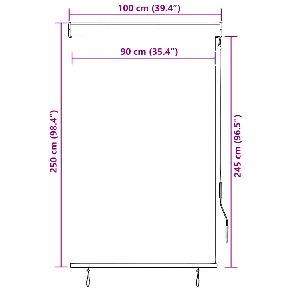 vidaXL Outdoor Roller Awning, Fabric with PA Coating, 100x270 cm, Cream - Image 27 of 34