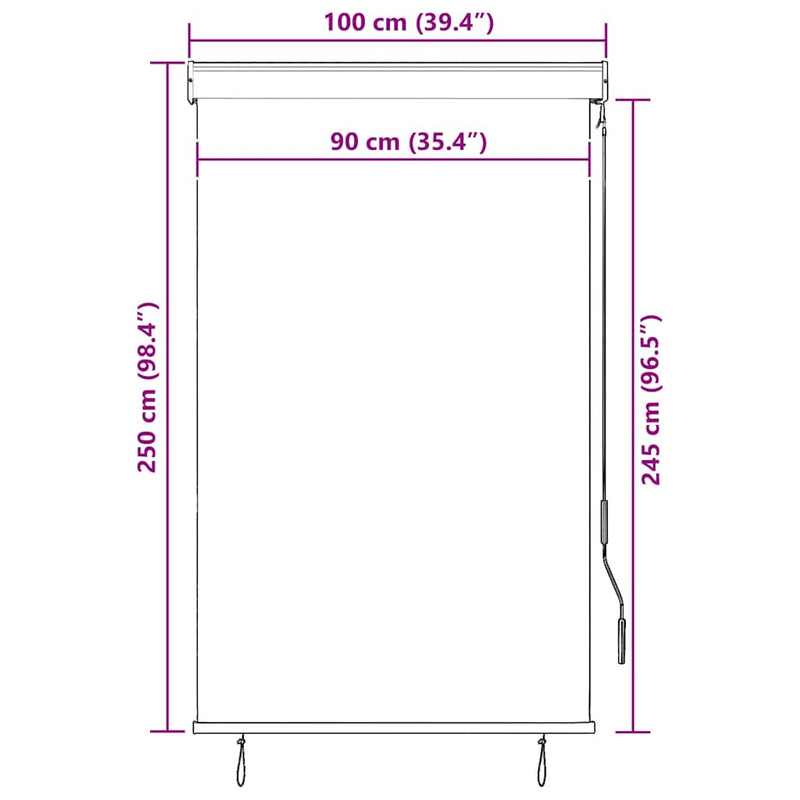 vidaXL Outdoor Roller Awning, Fabric with PA Coating, 100x270 cm, Cream - Image 27 of 34