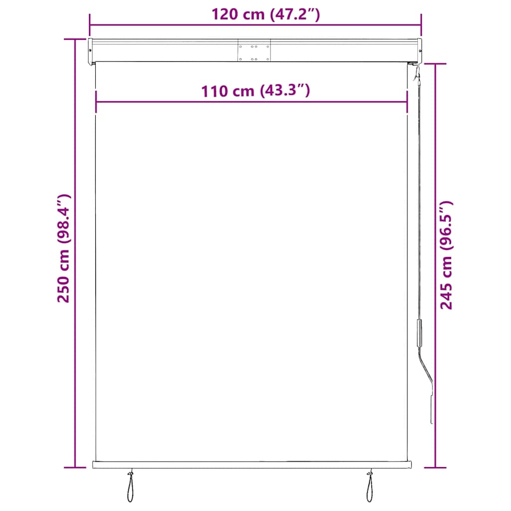 vidaXL Outdoor Roller Blind, Polyester, 120x270 cm, Cream - Image 23 of 26