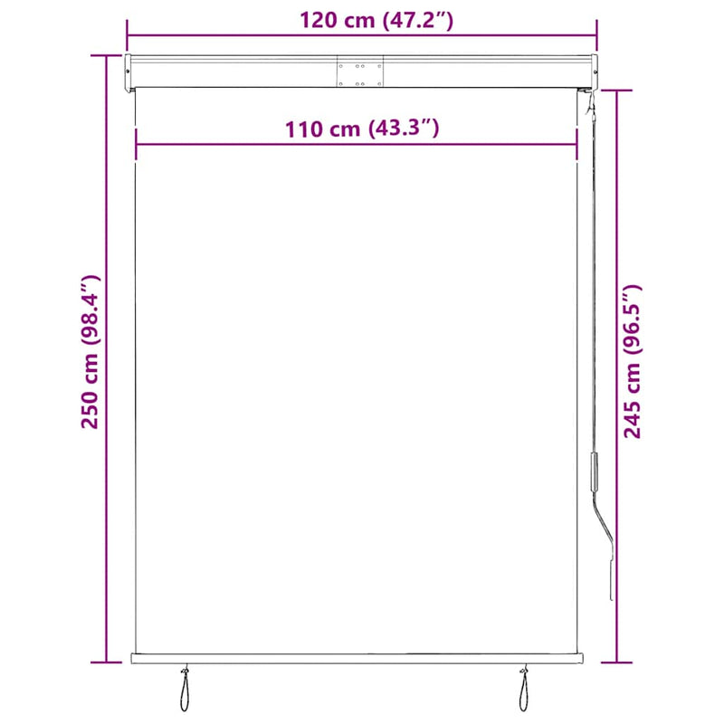 vidaXL Tenda a Rullo per Esterni 120x250 cm Crema - Image 8 of 8