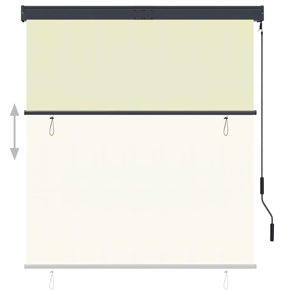 Tenda a Rullo per Esterni, Tessuto PA, Meccanismo a Manovella, 140×250 cm, Crema - Image 2 of 8
