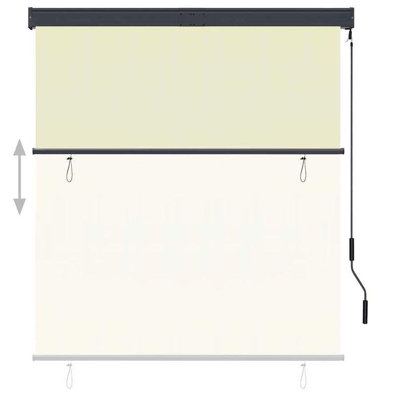 Tenda a Rullo per Esterni, Tessuto PA, Meccanismo a Manovella, 140×250 cm, Crema - Image 2 of 8