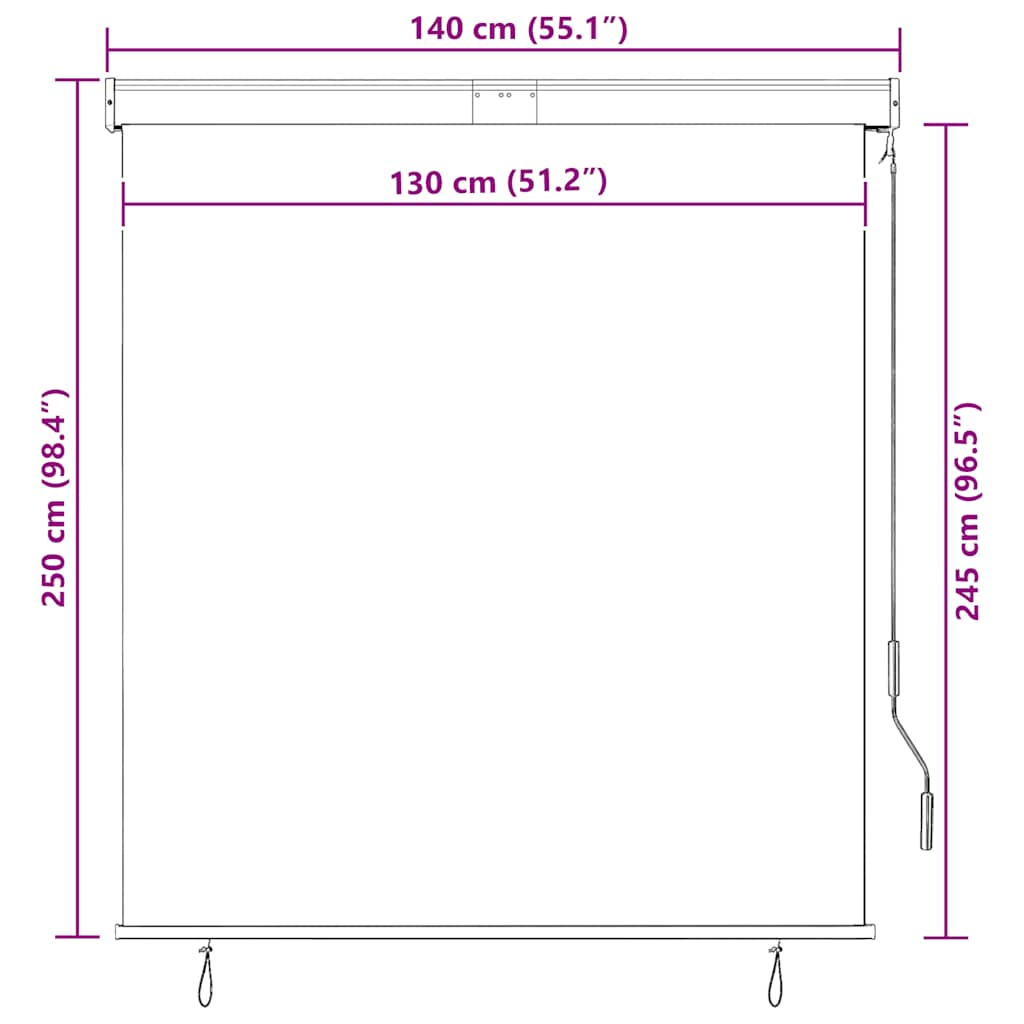 Tenda a Rullo per Esterni, Tessuto PA, Meccanismo a Manovella, 140×250 cm, Crema - Image 8 of 8