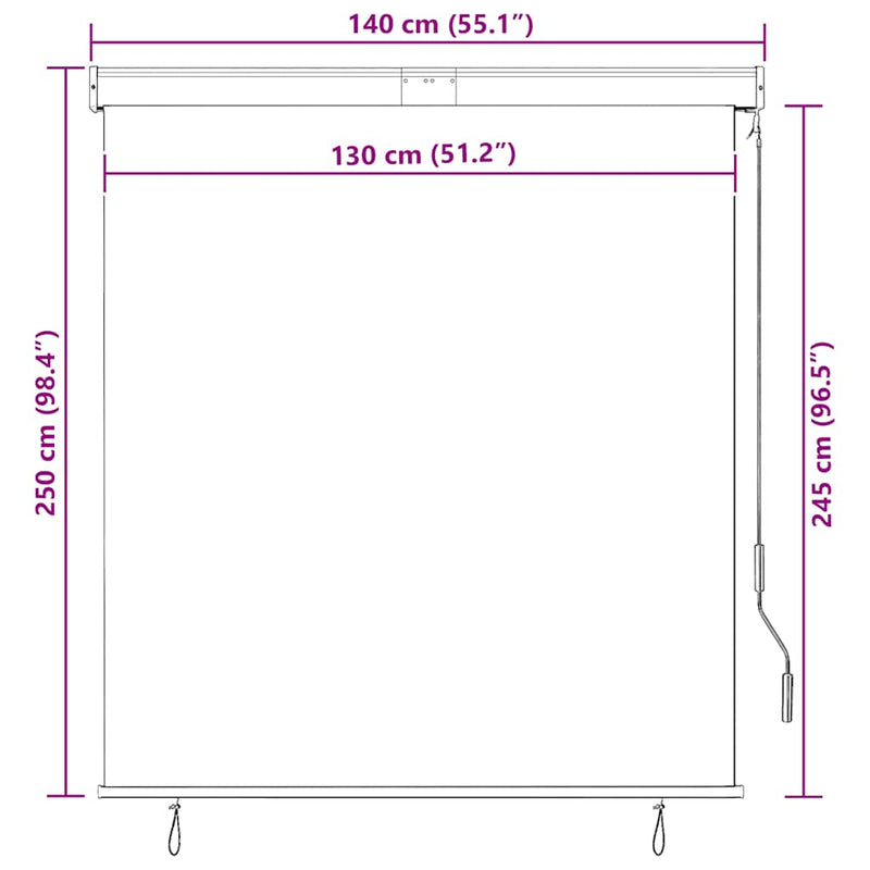Tenda a Rullo per Esterni, Tessuto PA, Meccanismo a Manovella, 140×250 cm, Crema - Image 8 of 8