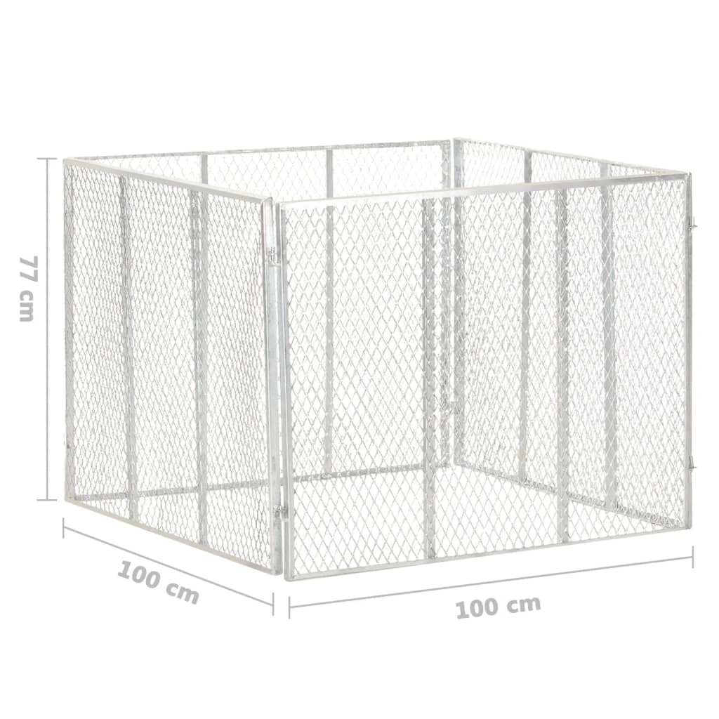 Compostiera da Giardino in Ferro Zincato 100×100×77 cm Argento - Image 4 of 4
