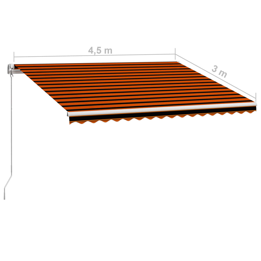 Toldo Retráctil Manual SolPatio con LED Solares 450x300 cm - Naranja y Marrón - Image 16 of 20
