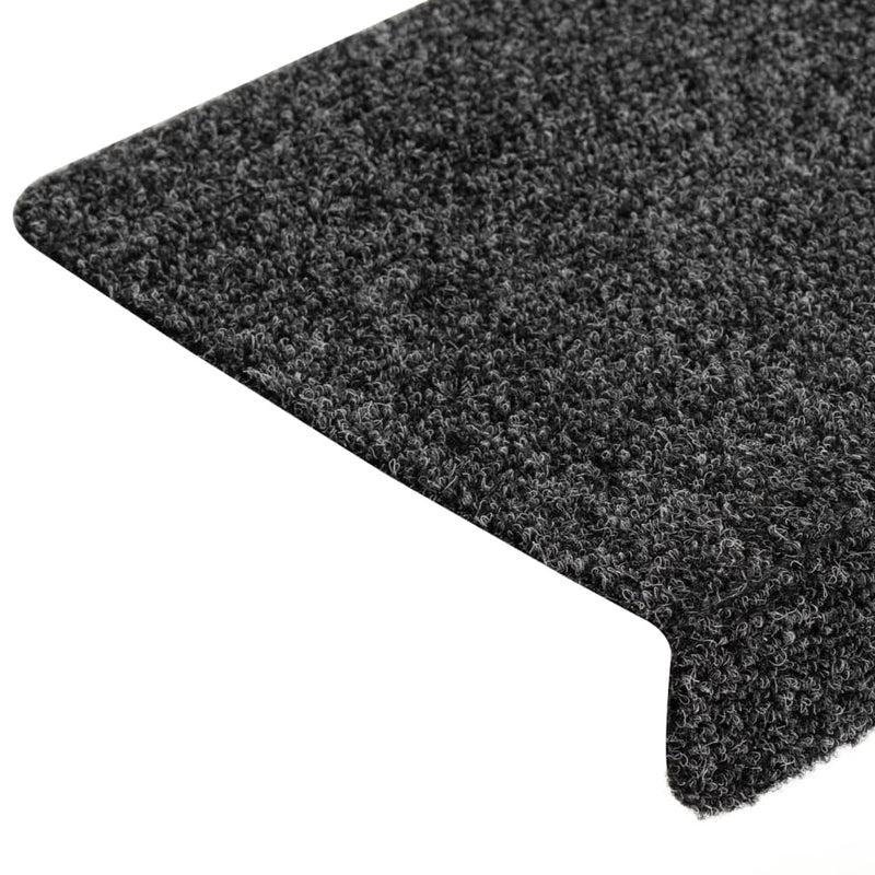 vidaXL Tappetini per scale autoadesivi 15 pz 65x21x4 cm Grigio Scuro bordo rettangolare - Image 4 of 6