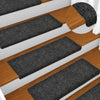 vidaXL Tappetini per scale autoadesivi 15 pz 65x21x4 cm Grigio Scuro bordo rettangolare - Image 1 of 6