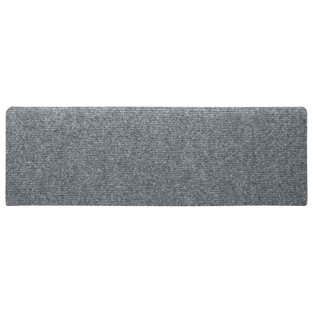 vidaXL Tappetini per scale autoadesivi 15 pz 65x21x4 cm Grigio chiaro bordo rettangolare - Image 4 of 7