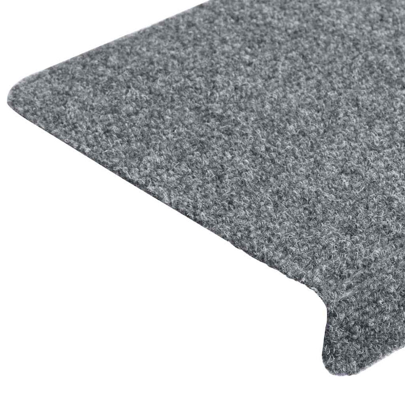 vidaXL Tappetini per scale autoadesivi 15 pz 65x21x4 cm Grigio chiaro bordo rettangolare - Image 5 of 7