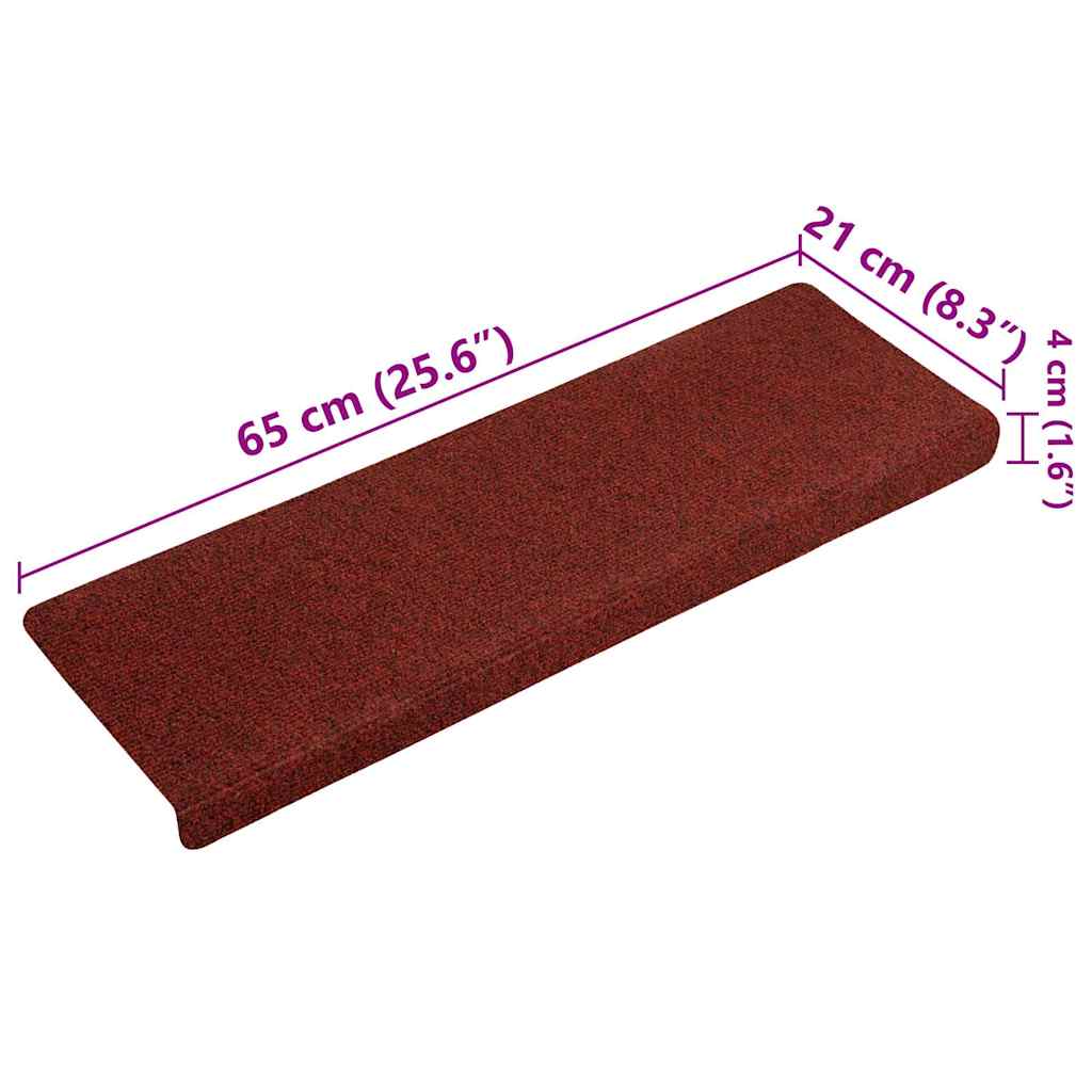 Set 5 Tappetini Autoadesivi per Scale 65x21 cm - Rosso Bordeaux - immagine 10 | SolPatio - Image 10 of 11