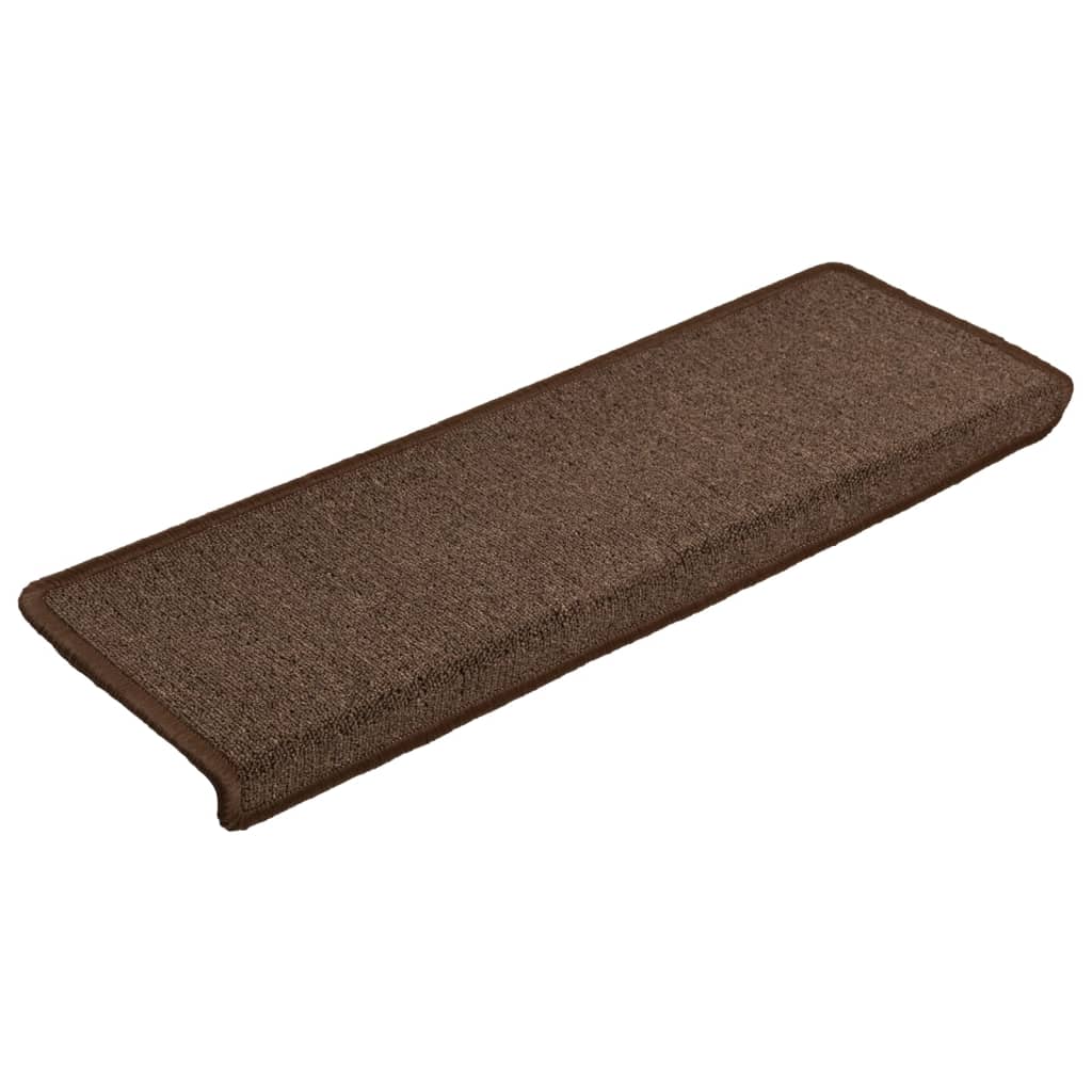 vidaXL Tappetini per scale 15 pz 65x21x4 cm Marrone Bordo rettangolare - Image 3 of 7