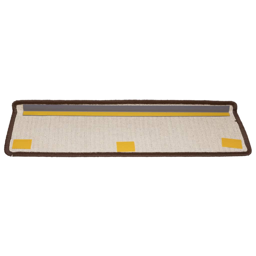 vidaXL Tappetini per scale 15 pz 65x21x4 cm Marrone Bordo rettangolare - Image 4 of 7