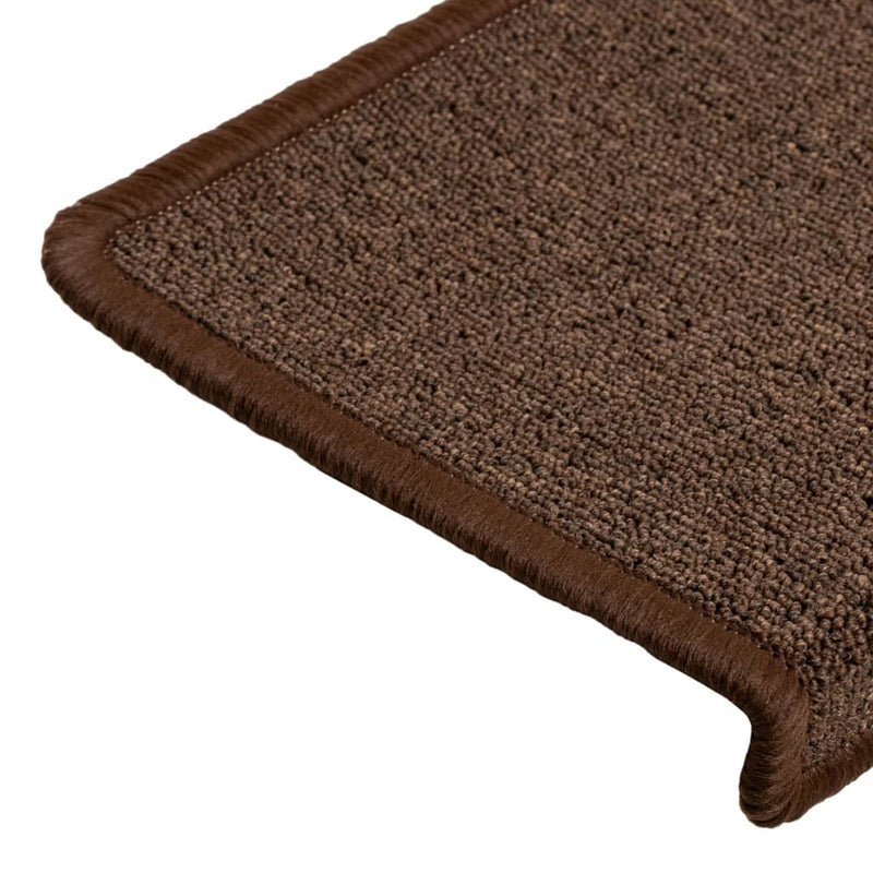 vidaXL Tappetini per scale 15 pz 65x21x4 cm Marrone Bordo rettangolare - Image 5 of 7