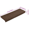 vidaXL Tappetini per scale 15 pz 65x21x4 cm Marrone Bordo rettangolare - Image 7 of 7