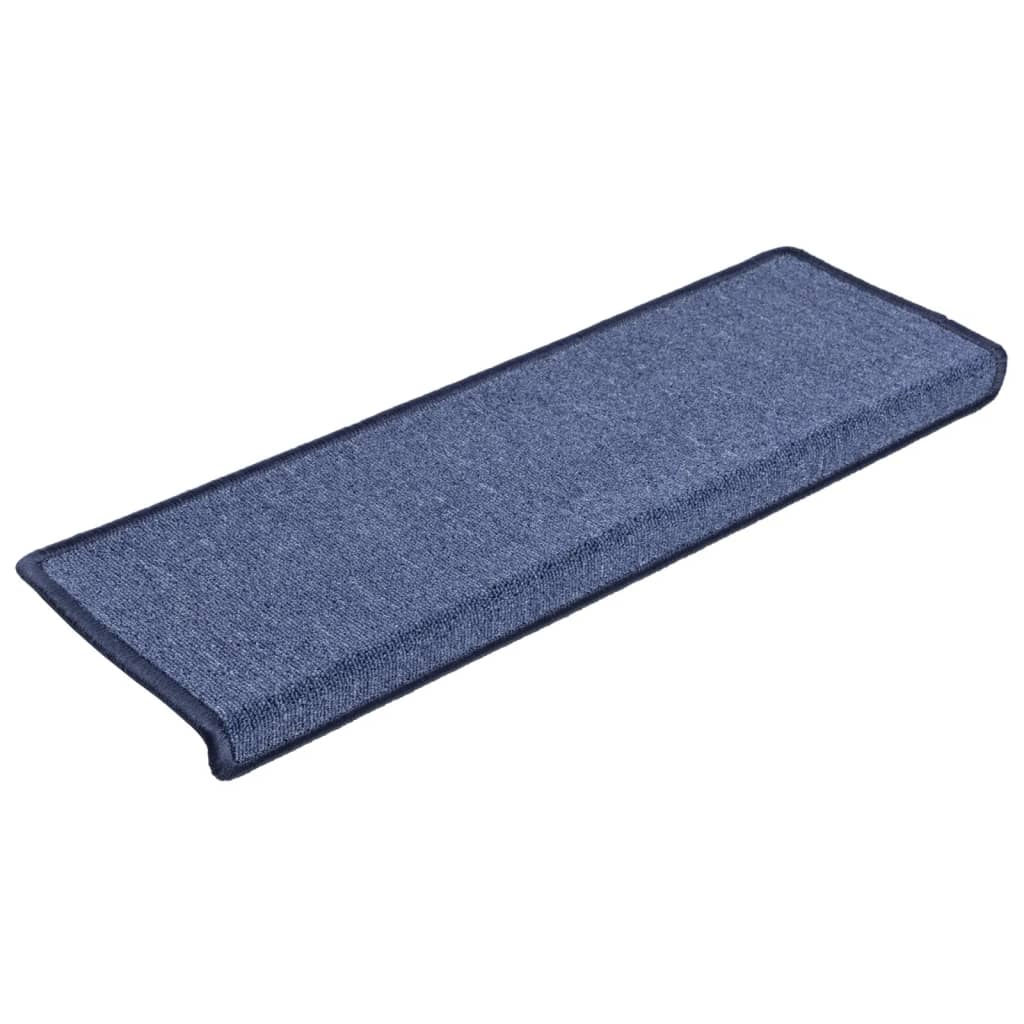 vidaXL Tappetini per scale 15 pz 65x21x4 cm blu bordo rettangolare - Image 3 of 7