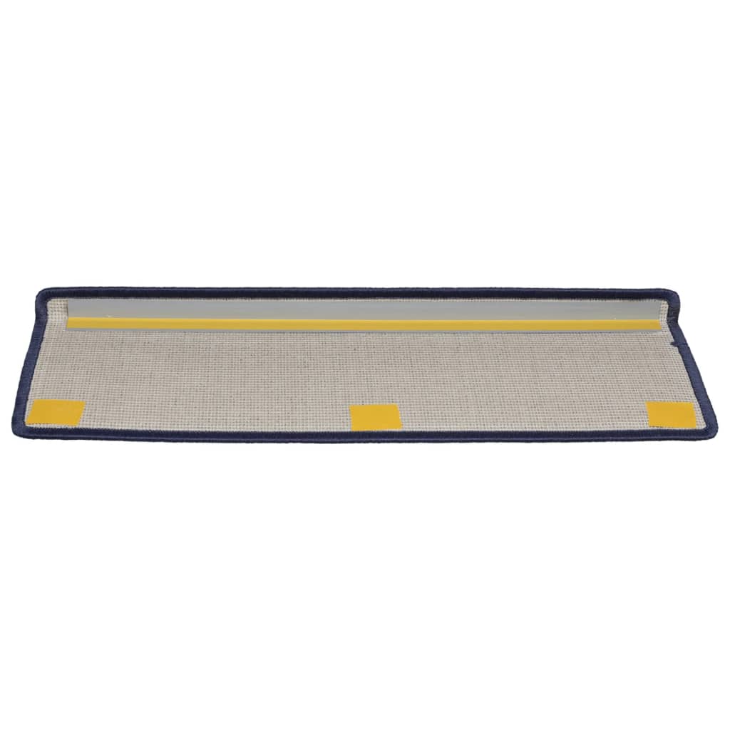 vidaXL Tappetini per scale 15 pz 65x21x4 cm blu bordo rettangolare - Image 4 of 7