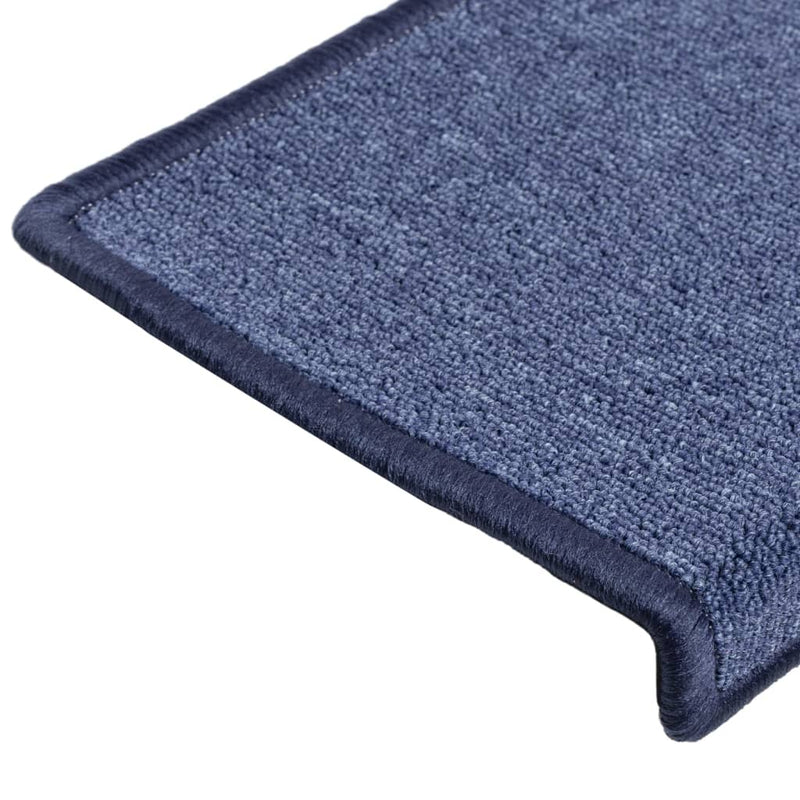 vidaXL Tappetini per scale 15 pz 65x21x4 cm blu bordo rettangolare - Image 5 of 7