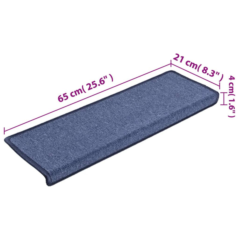 vidaXL Tappetini per scale 15 pz 65x21x4 cm blu bordo rettangolare - Image 7 of 7