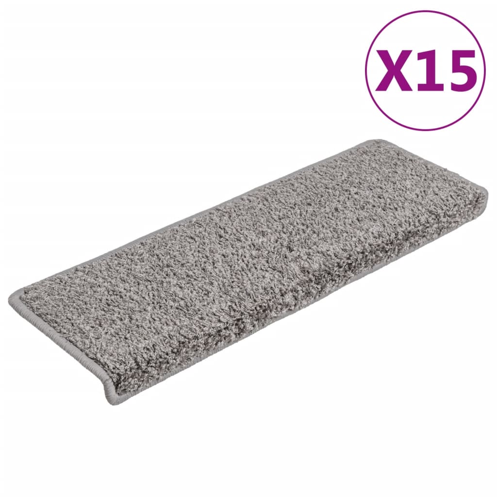 vidaXL Tappetini per scale 15 pz 65x21x4 cm Grigio Bordo rettangolare - Image 2 of 7