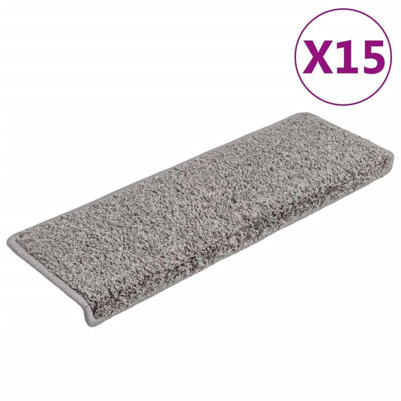 vidaXL Tappetini per scale 15 pz 65x21x4 cm Grigio Bordo rettangolare - Image 2 of 7