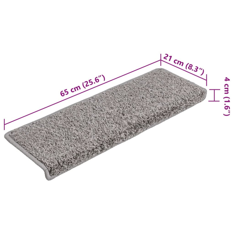 vidaXL Tappetini per scale 15 pz 65x21x4 cm Grigio Bordo rettangolare - Image 7 of 7