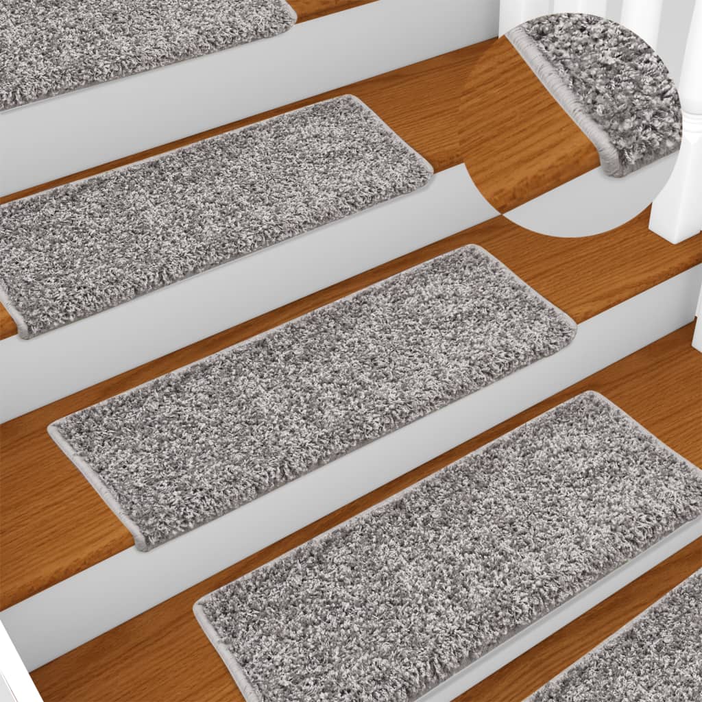 vidaXL Tappetini per scale 15 pz 65x21x4 cm Grigio Bordo rettangolare - Image 1 of 7