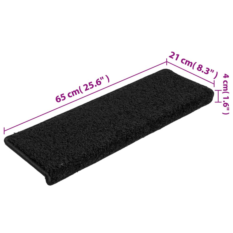vidaXL Tappetini per scale 15 pz 65x21x4 cm Nero Bordo rettangolare - Image 7 of 7