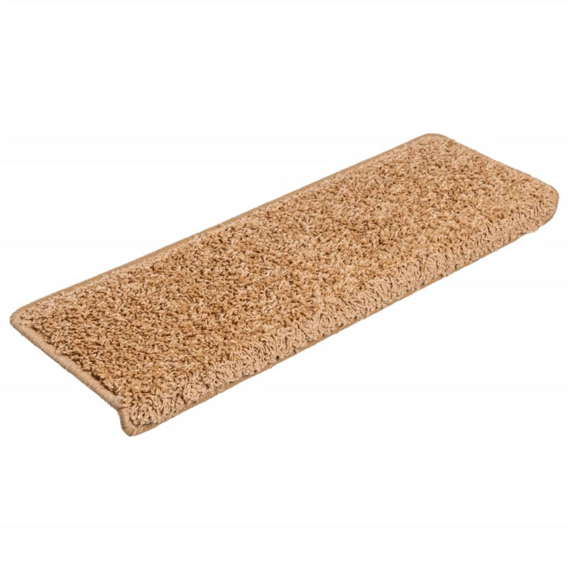 vidaXL Tappetini per scale 15 pz 65x21x4 cm Beige Bordo rettangolare - Image 3 of 7