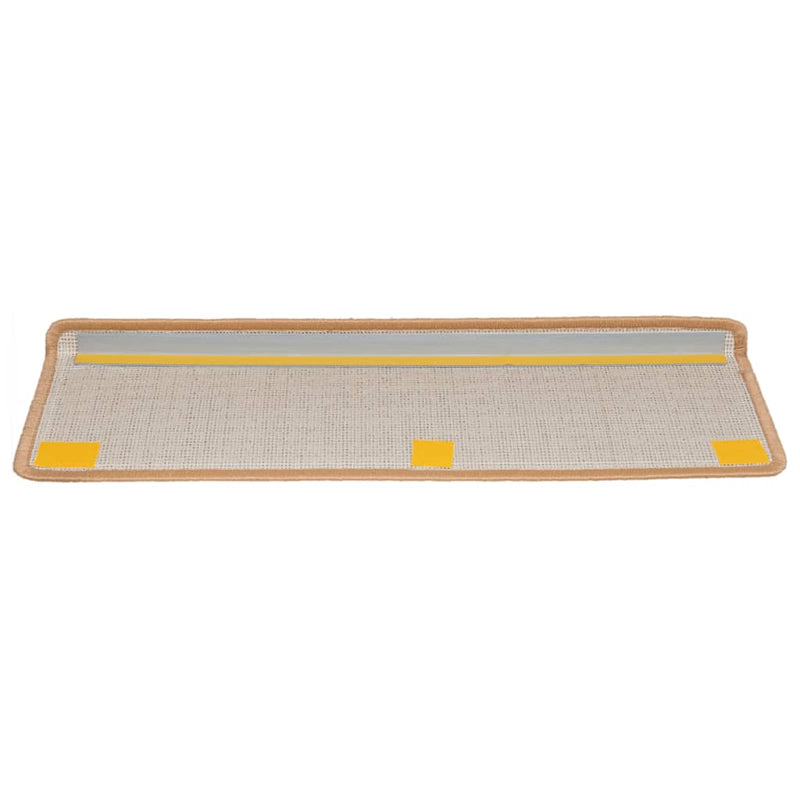 vidaXL Tappetini per scale 15 pz 65x21x4 cm Beige Bordo rettangolare - Image 4 of 7