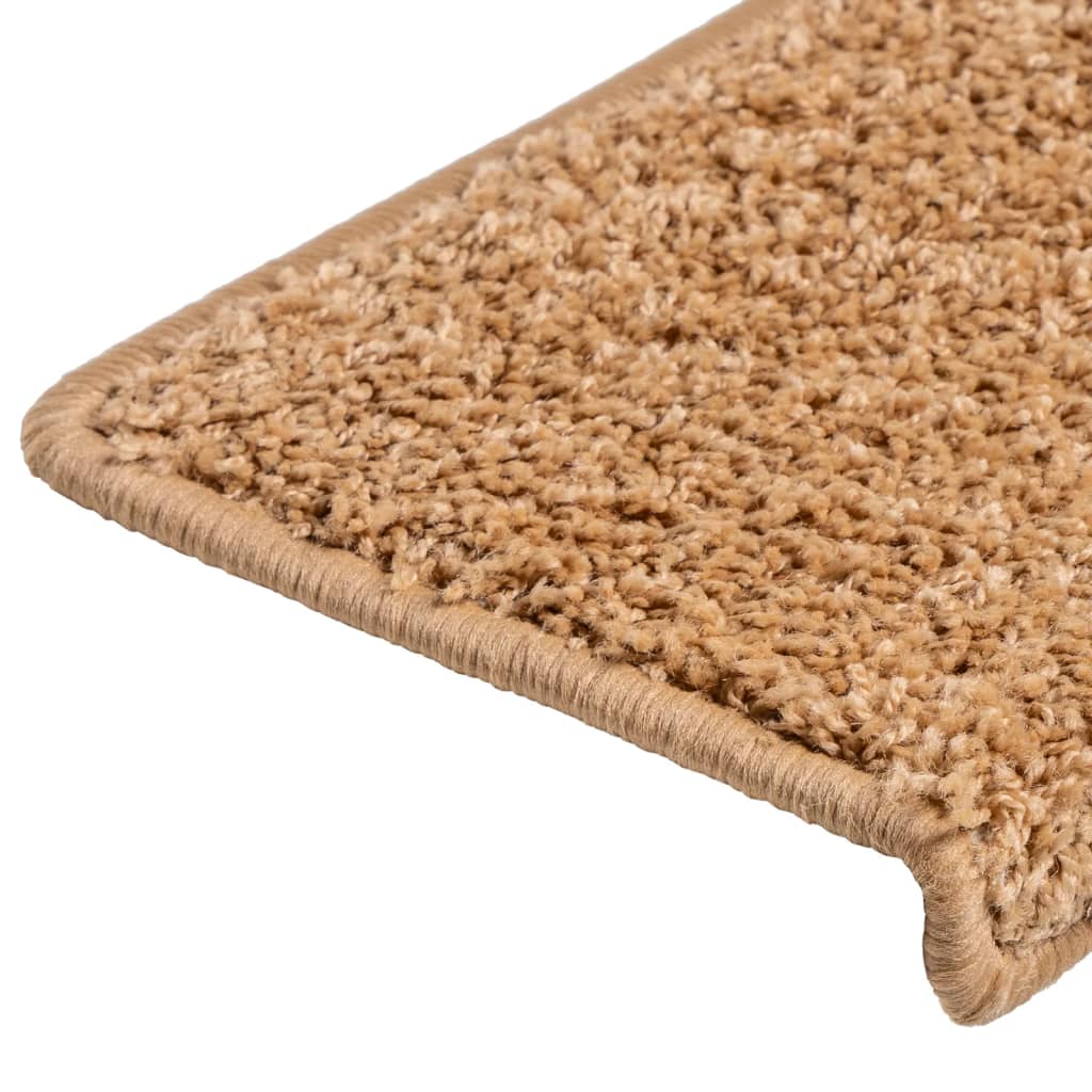 vidaXL Tappetini per scale 15 pz 65x21x4 cm Beige Bordo rettangolare - Image 5 of 7