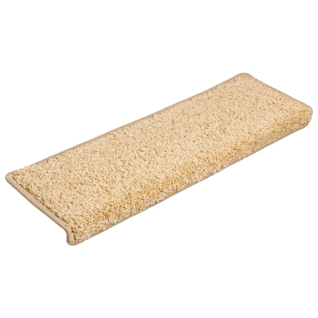 vidaXL Tappetini per scale 15 pz 65x21x4 cm Crema Bordo rettangolare - Image 3 of 7