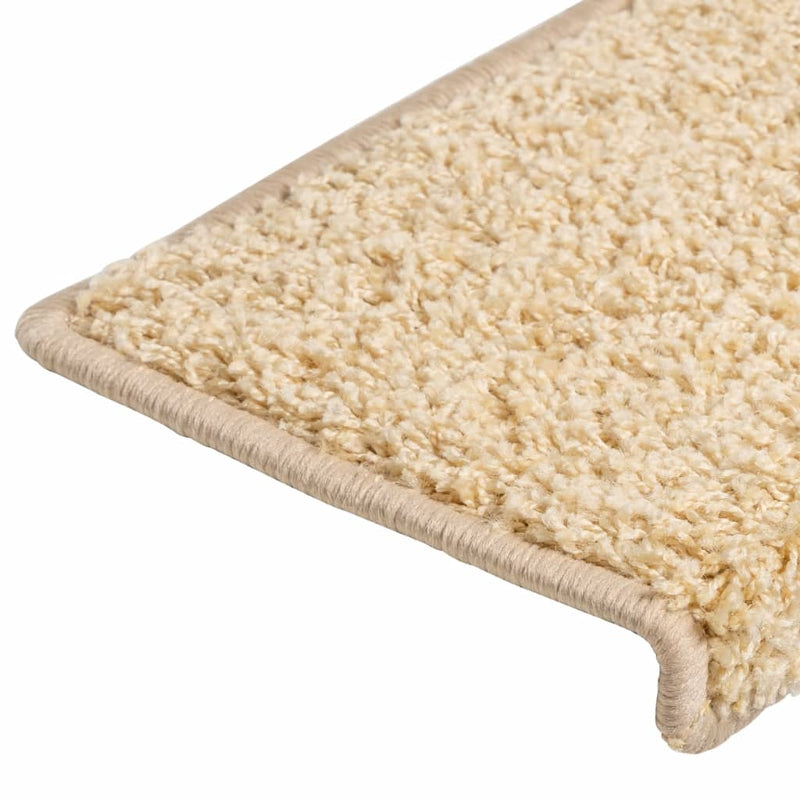 vidaXL Tappetini per scale 15 pz 65x21x4 cm Crema Bordo rettangolare - Image 5 of 7