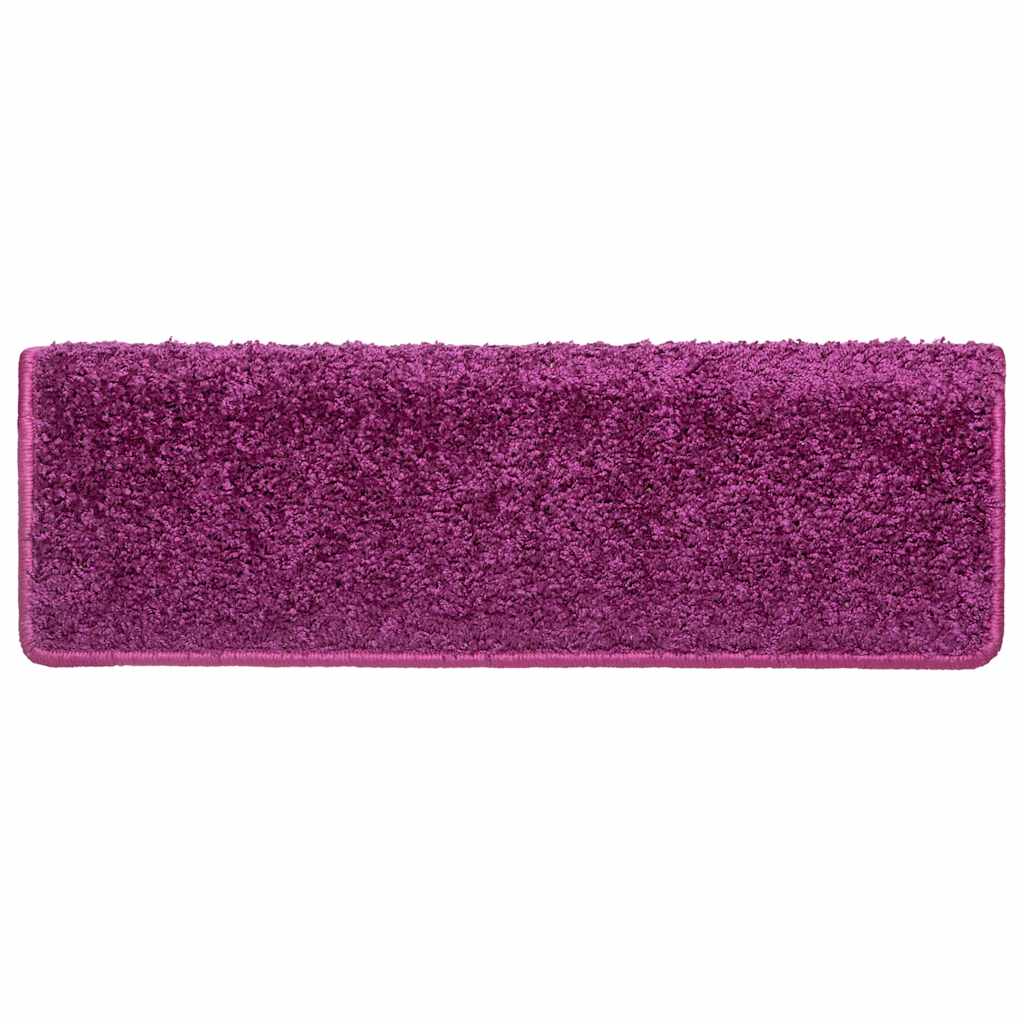 vidaXL Tappetini per scale 15 pz 65x21x4 cm Viola Bordo rettangolare - Image 4 of 7