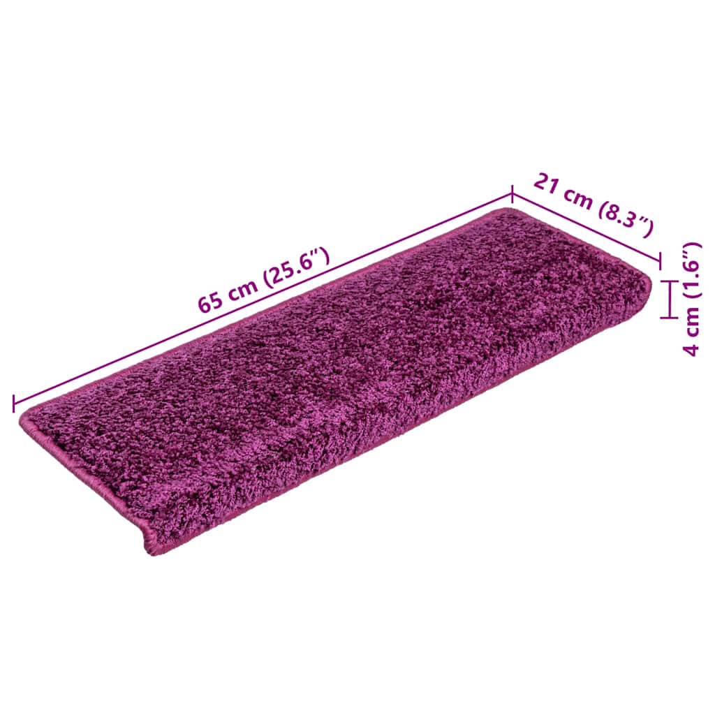 vidaXL Tappetini per scale 15 pz 65x21x4 cm Viola Bordo rettangolare - Image 7 of 7