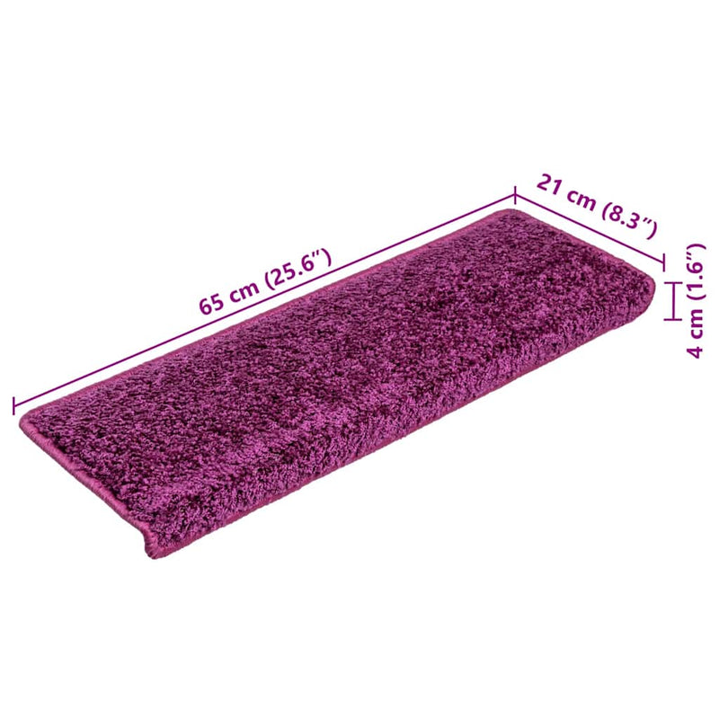 vidaXL Tappetini per scale 15 pz 65x21x4 cm Viola Bordo rettangolare - Image 7 of 7