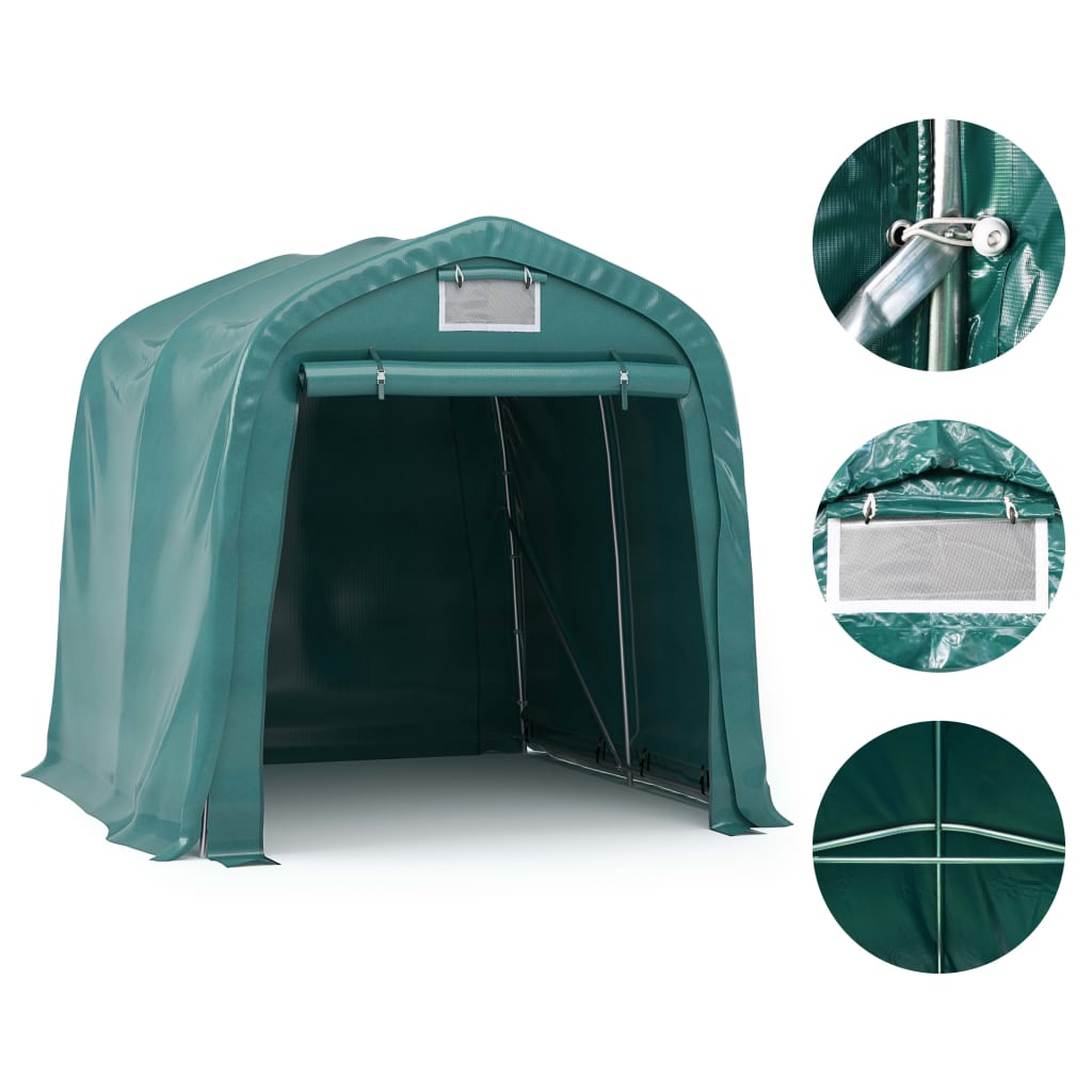 vidaXL Tenda di Stoccaggio Multiuso in PVC 2,4x2,4 m - Verde Scuro - Image 4 of 10