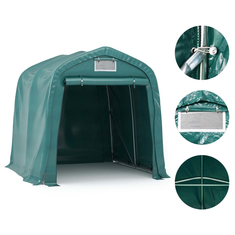 vidaXL Tenda di Stoccaggio Multiuso in PVC 2,4x2,4 m - Verde Scuro - Image 4 of 10