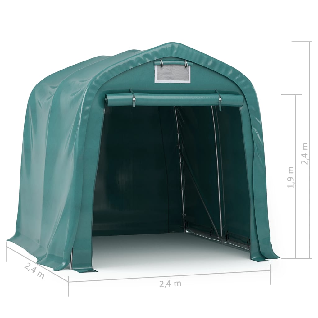 vidaXL Tenda di Stoccaggio Multiuso in PVC 2,4x2,4 m - Verde Scuro - Image 10 of 10