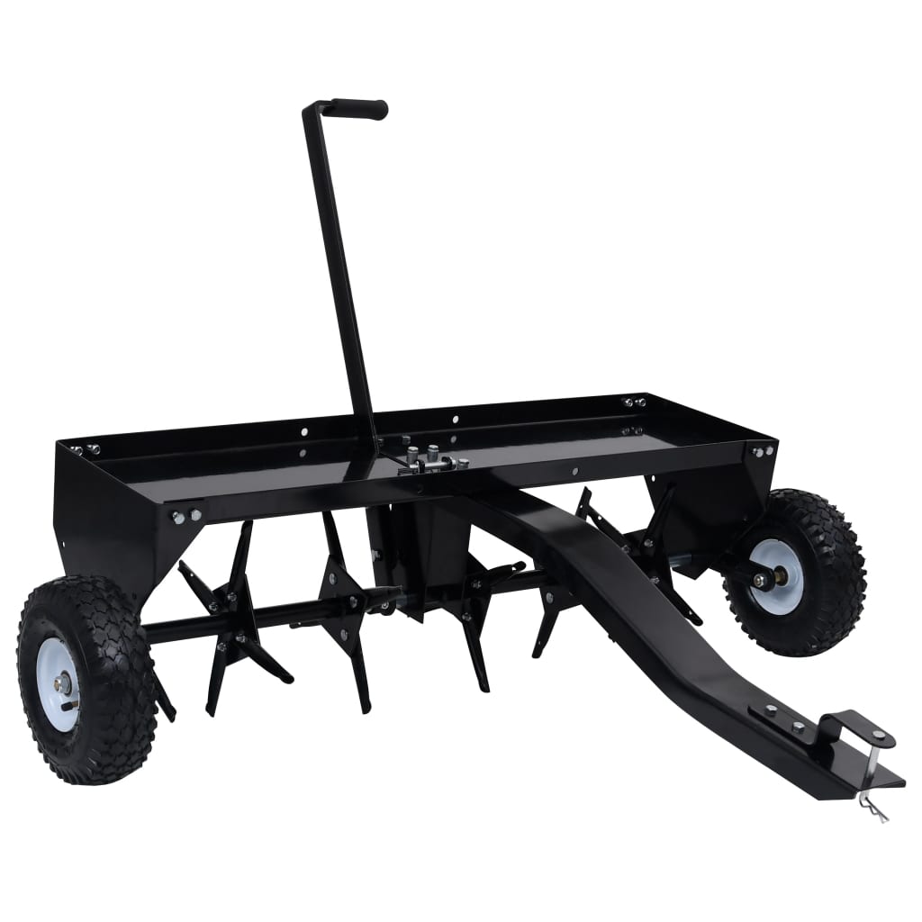 vidaXL Aeratore per Prato in Acciaio Larghezza 102 cm Nero - Image 2 of 7