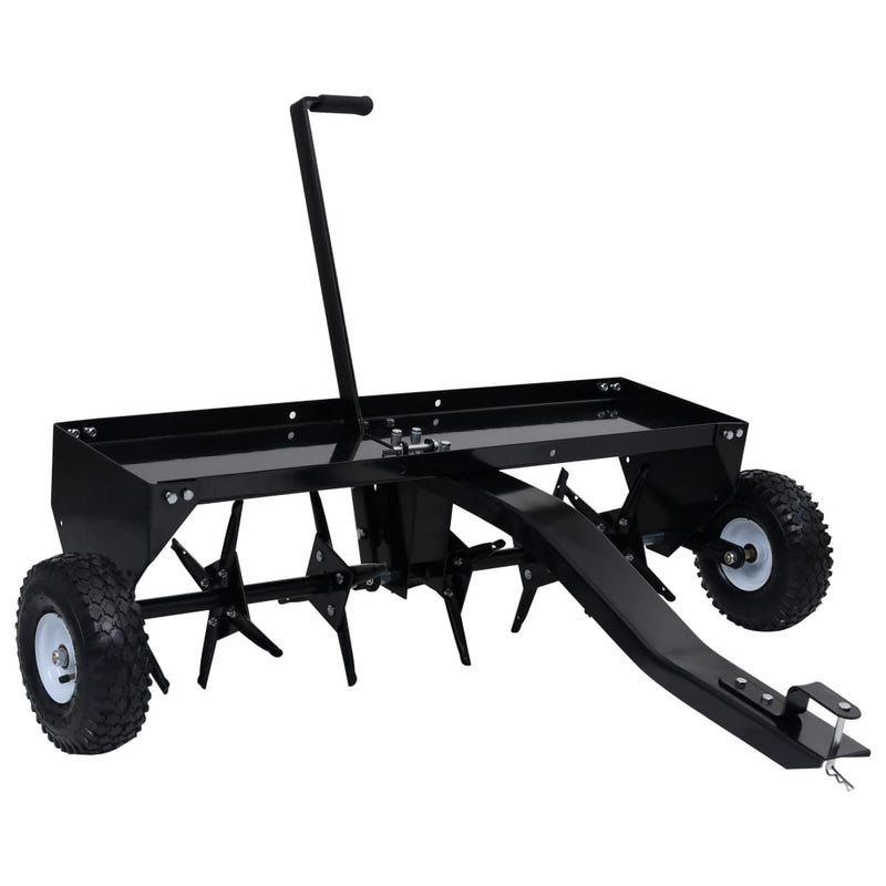 vidaXL Aeratore per Prato in Acciaio Larghezza 102 cm Nero - Image 2 of 7