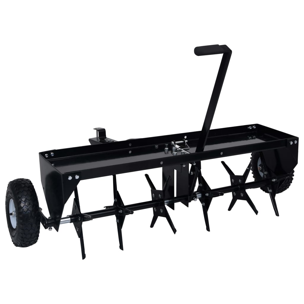 vidaXL Aeratore per Prato in Acciaio Larghezza 102 cm Nero - Image 4 of 7