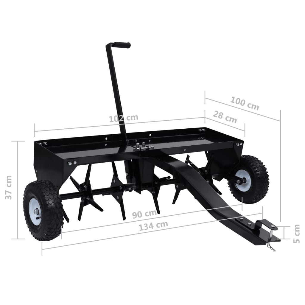vidaXL Aeratore per Prato in Acciaio Larghezza 102 cm Nero - Image 7 of 7