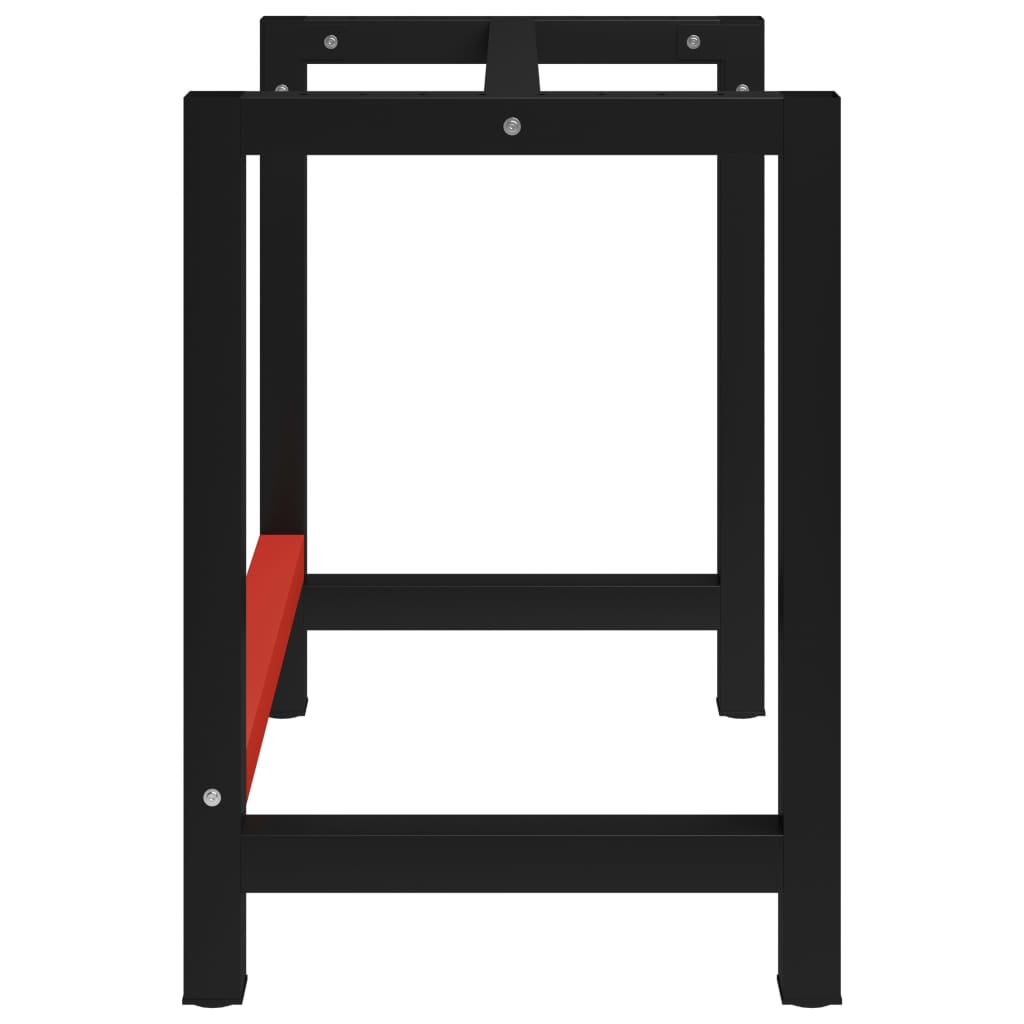 vidaXL Workbench Frame Metal 80x57x79 cm Black and Red - Image 3 of 10