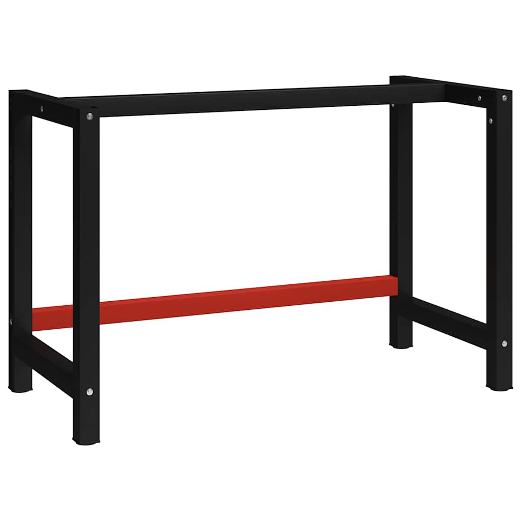 vidaXL Workbench Frame Metal 120x57x79 cm Black and Red - Image 3 of 12