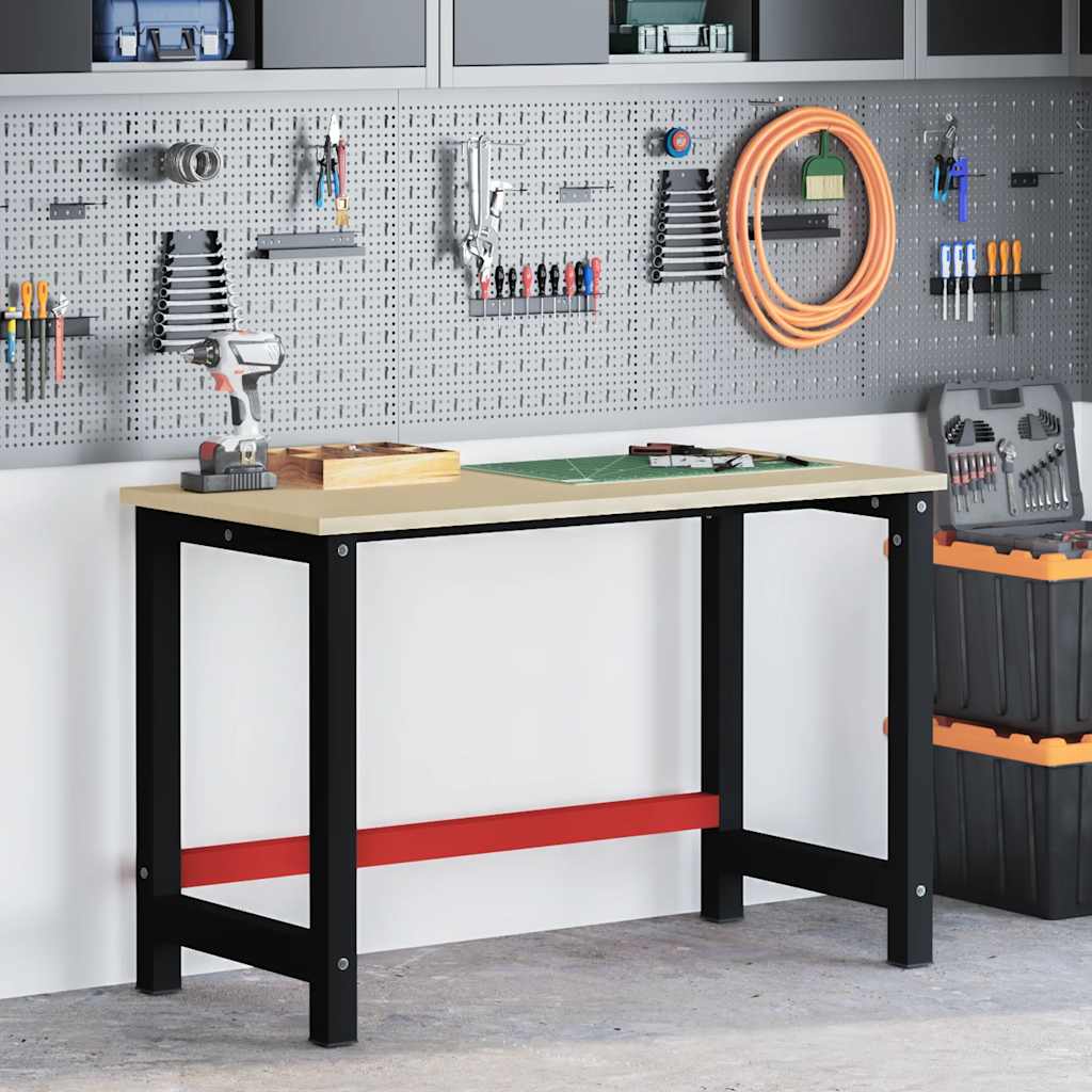 vidaXL Workbench Frame Metal 120x57x79 cm Black and Red - Image 1 of 12