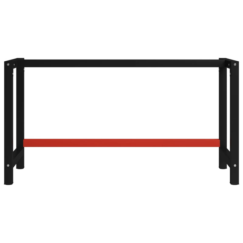 vidaXL Workbench Frame Metal 80x57x79 cm Black and Red - Image 2 of 10
