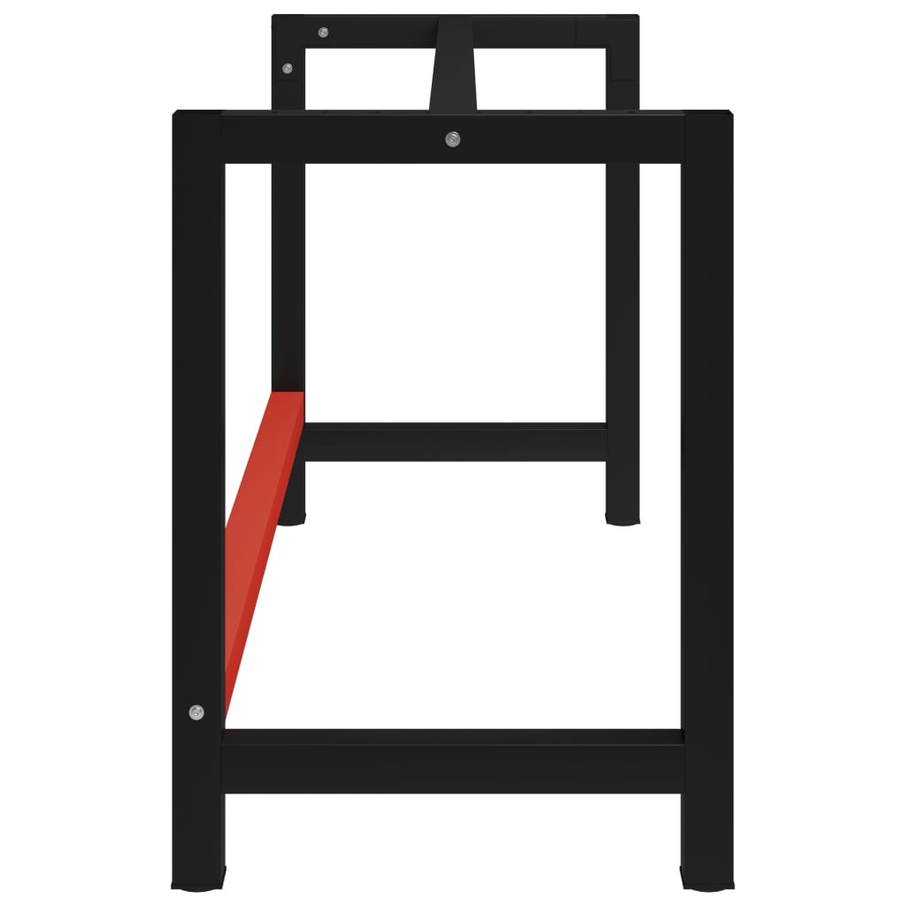 vidaXL Telaio per Banco da Lavoro in Metallo 150x57x79 cm Nero e Rosso - Image 2 of 5