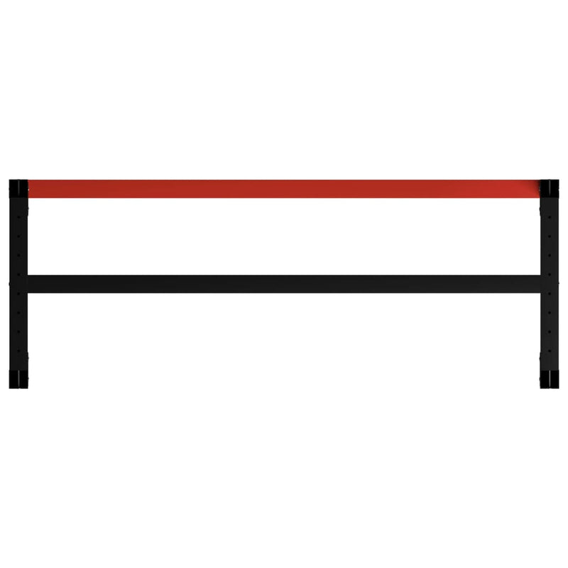 vidaXL Telaio per Banco da Lavoro in Metallo 150x57x79 cm Nero e Rosso - Image 3 of 5