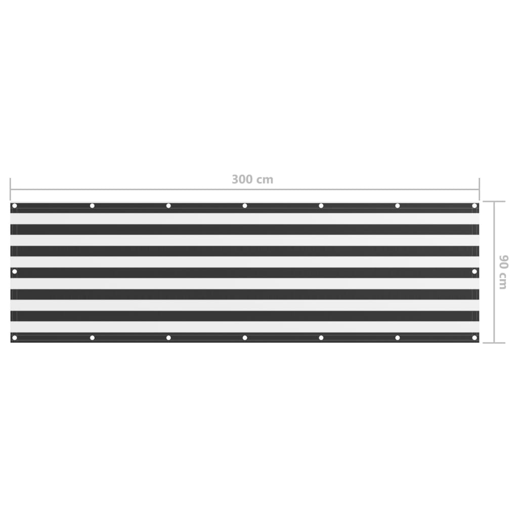 vidaXL Balcony Screen, Waterproof Oxford Fabric, 90x300 cm, Anthracite and White - Image 9 of 9